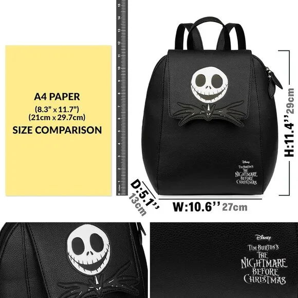 ⚡Women Teens Black Nightmare Before Christmas Mini PU  display picture 3